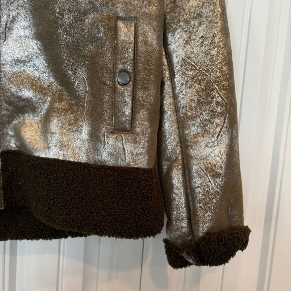 Rebecca Elliot Metallic Gold And Brown Hooded Jacket Size Small - Picture 3 of 6